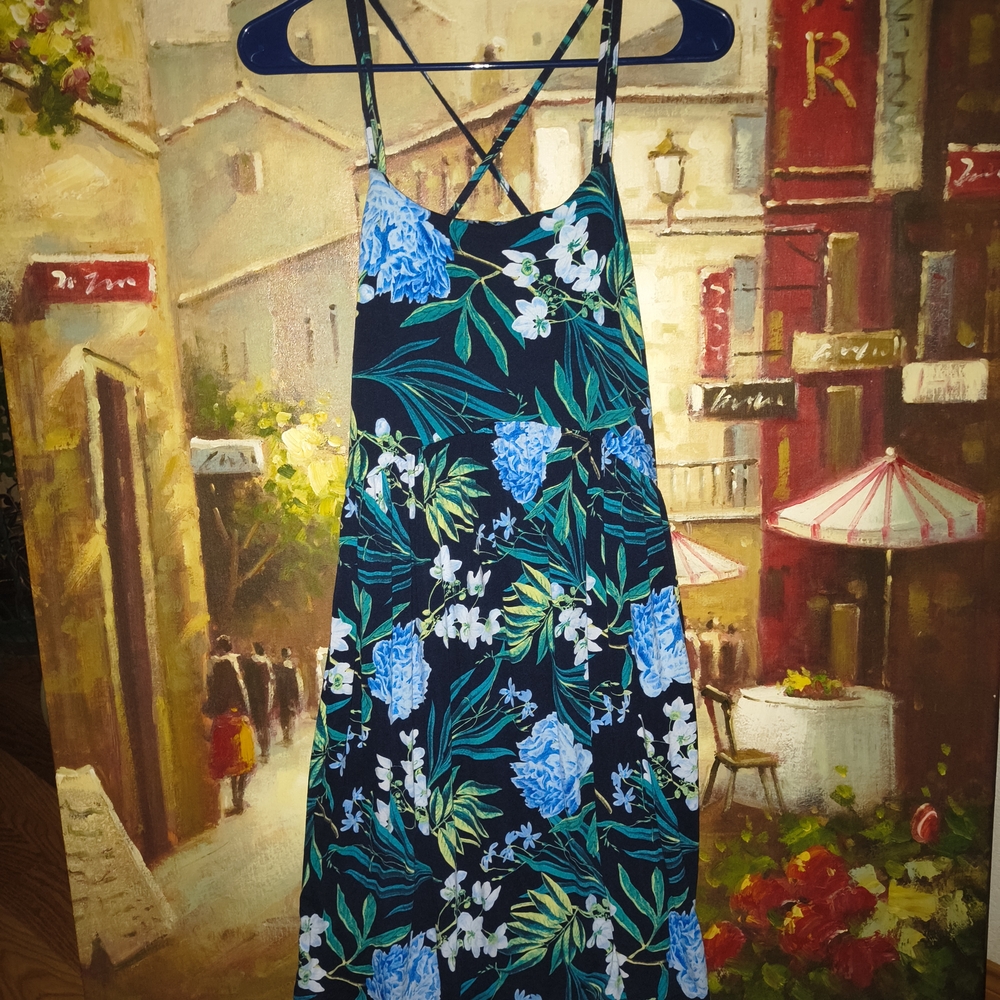 Old Navy Blue and Green Floral Dress